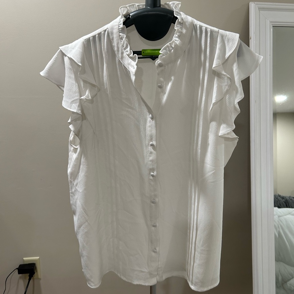 White CeCe Button Up Blouse